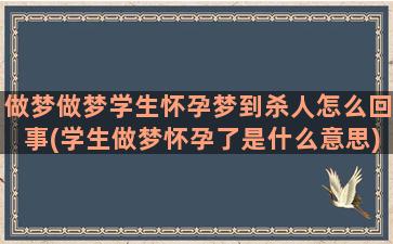 做梦做梦学生怀孕梦到杀人怎么回事(学生做梦怀孕了是什么意思)