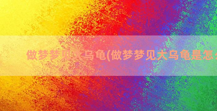 做梦梦见大乌龟(做梦梦见大乌龟是怎么回事)