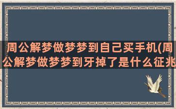 周公解梦做梦梦到自己买手机(周公解梦做梦梦到牙掉了是什么征兆)