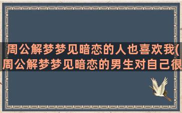 周公解梦梦见暗恋的人也喜欢我(周公解梦梦见暗恋的男生对自己很好)