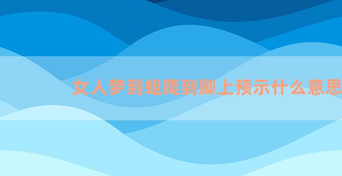 女人梦到蛆爬到脚上预示什么意思