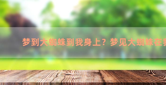 梦到大蜘蛛到我身上？梦见大蜘蛛在我身上