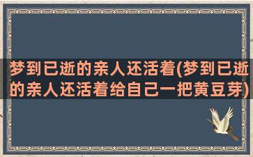 梦到已逝的亲人还活着(梦到已逝的亲人还活着给自己一把黄豆芽)