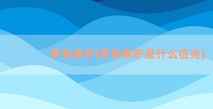 梦到牵驴(梦到牵驴是什么征兆)