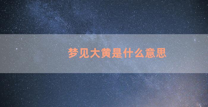 梦见大黄是什么意思