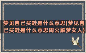 梦见自己买鞋是什么意思(梦见自己买鞋是什么意思周公解梦女人)