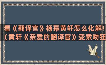 看《翻译官》杨幂黄轩怎么化解!（黄轩《亲爱的翻译官》变索吻狂魔杨幂招架不住拉）(杨幂与黄轩《翻译官》)