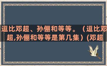 逗比邓超、孙俪和等等。（逗比邓超,孙俪和等等是第几集）(邓超逗孙俪笑)